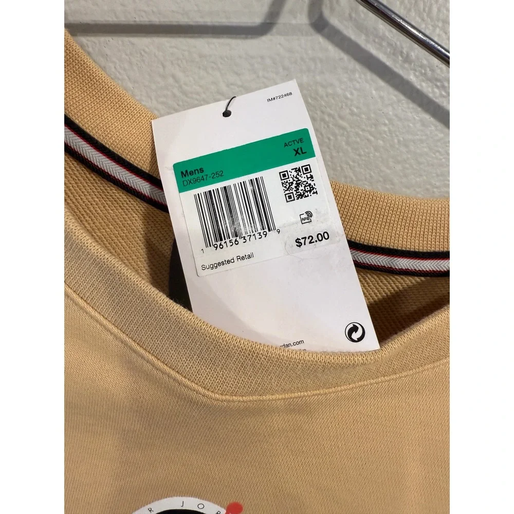 Jordan Flight Club Official Member Crewneck Sweatshirt Tan‎ Mens XL